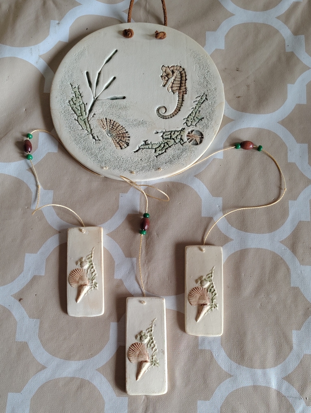 Wildflowers by Cricket Seahorse Ceramic Wind Chime Coastal Wall Hanging